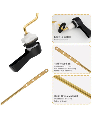 Hibbent Palanca de Inodoro Montaje Lateral 2 Piezas Negro Mate