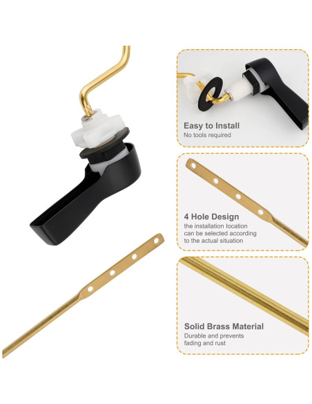 Hibbent Palanca de Inodoro Montaje Lateral 2 Piezas Negro Mate