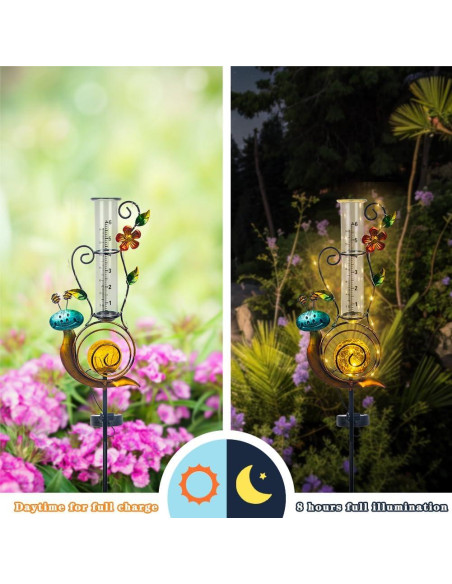 Estación de Lluvia Solar Stargarden Caracol 91.44 cm con LED