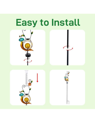 Estación de Lluvia Solar Stargarden Caracol 91.44 cm con LED