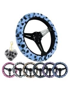 Cubierta de Volante Elástica Muamos 15" Leopardo Azul