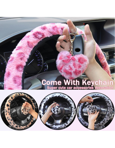 Cubierta de Volante Elástica Muamos 15" Leopardo Azul