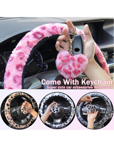 Cubierta de Volante Elástica Muamos 15" Leopardo Azul