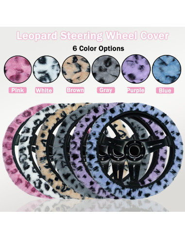 Cubierta de Volante Elástica Muamos 15" Leopardo Azul