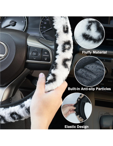 Cubierta de Volante Elástica Muamos 15" Leopardo Azul