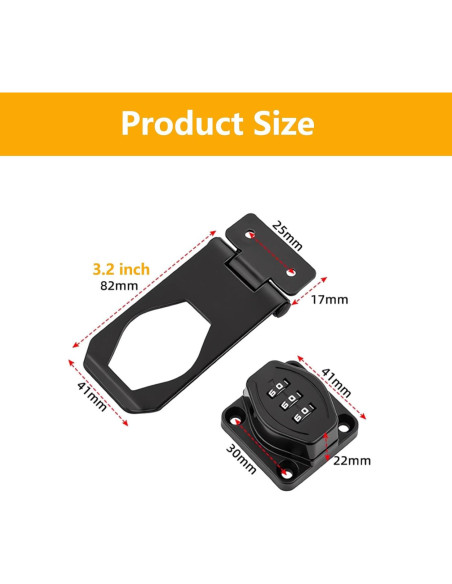 Cerradura de Combinación Plowatxi 3 Dígitos para Gabinete Negro