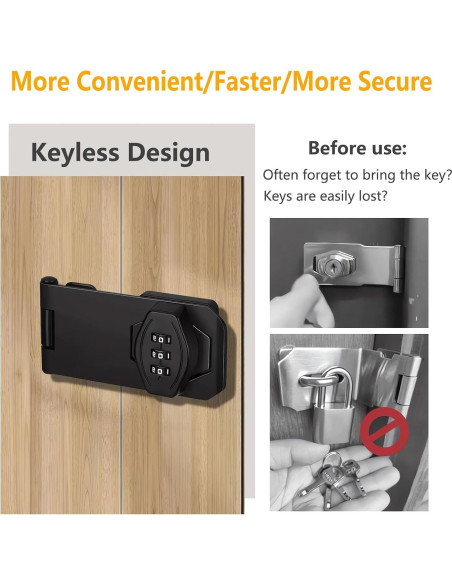 Cerradura de Combinación Plowatxi 3 Dígitos para Gabinete Negro