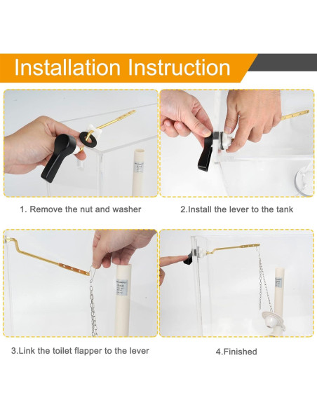 Hibbent Palanca de Inodoro Montaje Lateral 2 Piezas Negro Mate