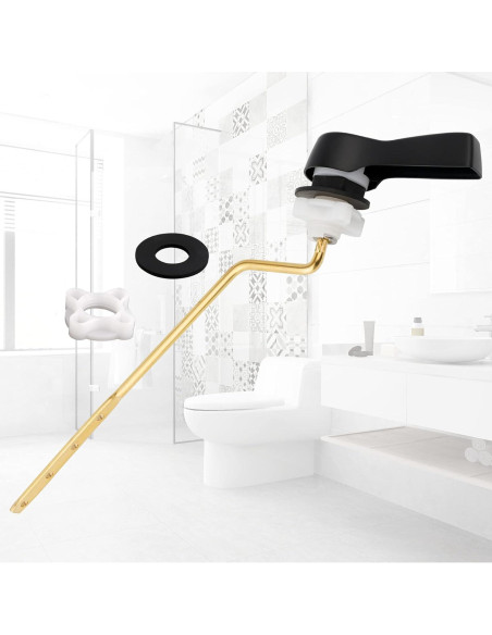 Hibbent Palanca de Inodoro Montaje Lateral 2 Piezas Negro Mate