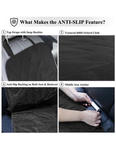 Funda de Asiento para Perro VIVAGLORY 1PACK Negro Antideslizante