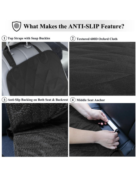 Funda de Asiento para Perro VIVAGLORY 1PACK Negro Antideslizante