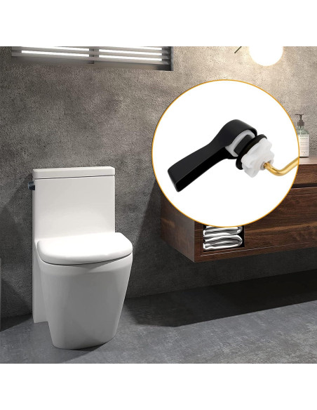 Hibbent Palanca de Inodoro Montaje Lateral 2 Piezas Negro Mate
