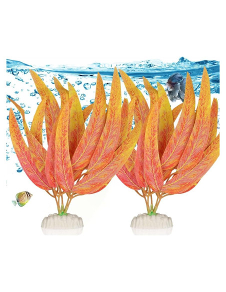 Conjunto de Plantas Acuáticas Artificiales BEGONDIS 2Pcs Naranja