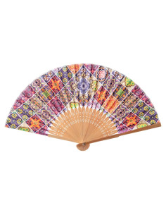 Abanico de Bambú Salutto 23cm Patrón Flamenco Esmaltado