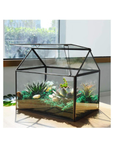 Terrario de Vidrio Grande YIMORENCE 21.9x16x18 cm Negro