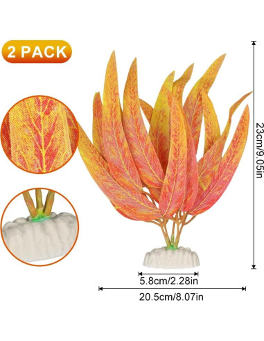 Conjunto de Plantas Acuáticas Artificiales BEGONDIS 2Pcs Naranja