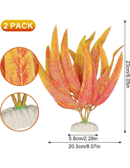 Conjunto de Plantas Acuáticas Artificiales BEGONDIS 2Pcs Naranja