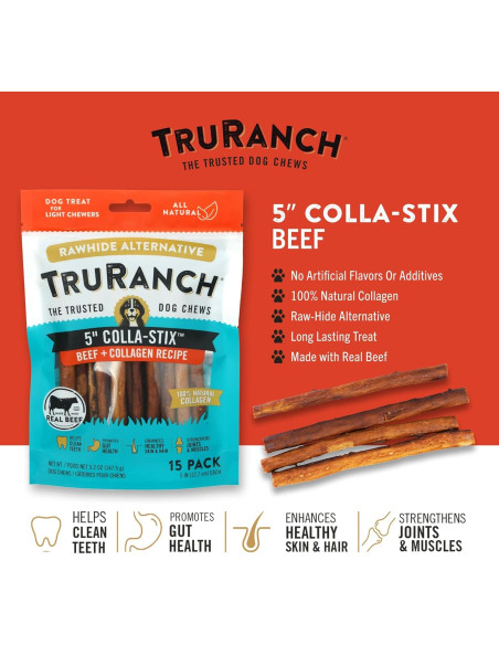 Palitos de Colágeno TRURANCH para Perros - 15 Unidades de Res