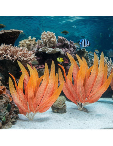 Conjunto de Plantas Acuáticas Artificiales BEGONDIS 2Pcs Naranja