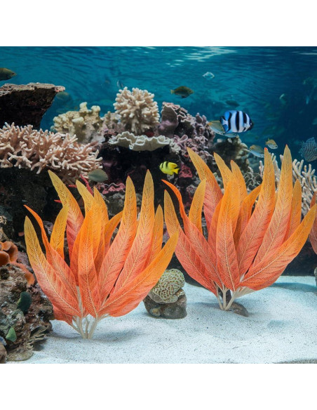 Conjunto de Plantas Acuáticas Artificiales BEGONDIS 2Pcs Naranja