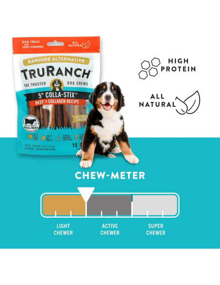 Palitos de Colágeno TRURANCH para Perros - 15 Unidades de Res