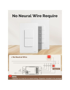 Interruptor de Luz Doble Inteligente MOES WiFi 2 Gang Sin Neutro 2