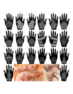 Kit de Plantillas de Tatuaje de Henna Xmasir - 20 Hojas