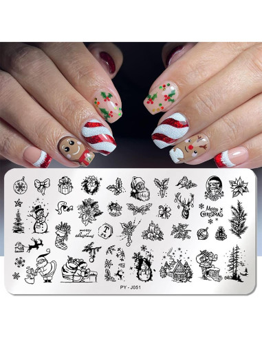 Kit 6 Placas Estampado Uñas Navidad OCOUYVD 12x6cm