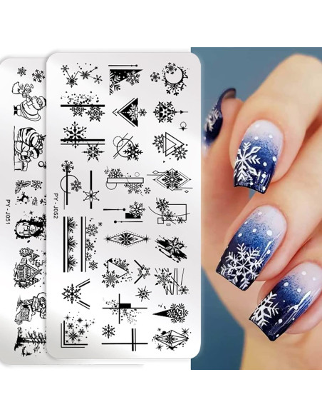 Kit 6 Placas Estampado Uñas Navidad OCOUYVD 12x6cm