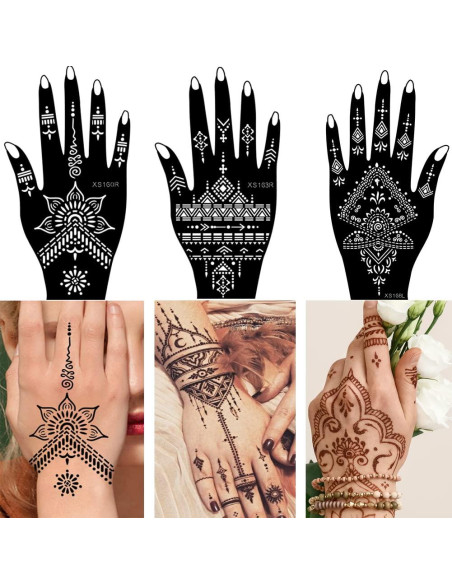 Kit de Plantillas de Tatuaje de Henna Xmasir - 20 Hojas