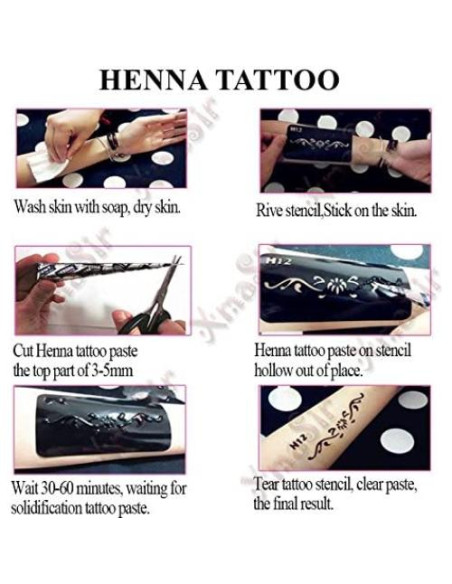 Kit de Plantillas de Tatuaje de Henna Xmasir - 20 Hojas