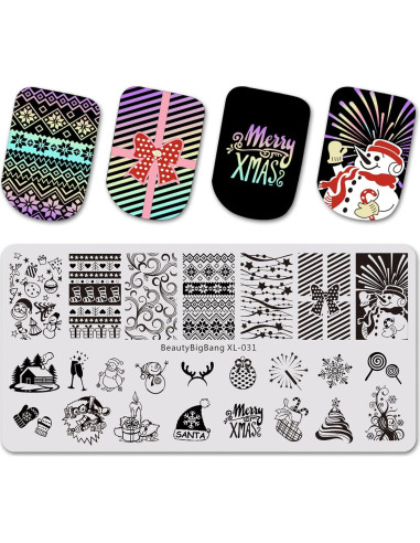 Kit 6 Placas Estampado Uñas Navidad OCOUYVD 12x6cm