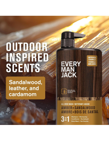 Every Man Jack Gel de Ducha 3-en-1 Ámbar y Sándalo 0.82kg