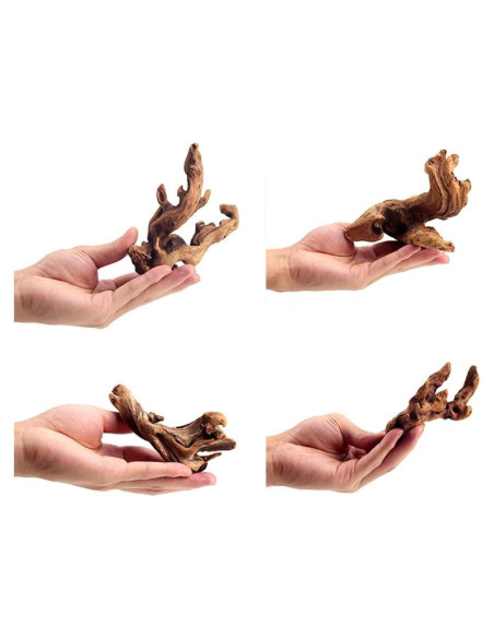 Madera Flotante Natural para Acuario y Reptiles 10-15cm - 4 Piezas