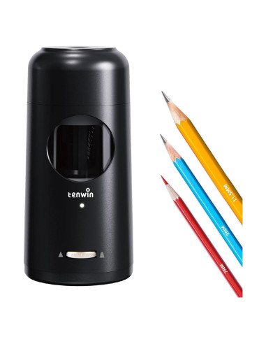 Sacapuntas Eléctrico Recargable Tenwin Negro para Lápices 7-11.5mm