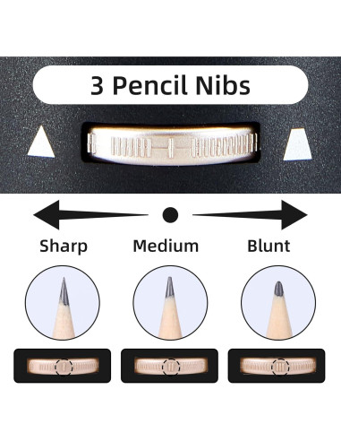 Sacapuntas Eléctrico Recargable Tenwin Negro para Lápices 7-11.5mm