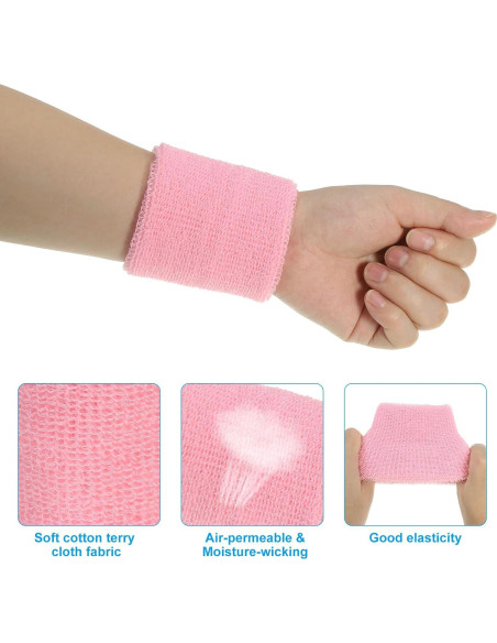 Muñequera Deportiva PATIKIL Algodón Toalla 8x8 cm Negra