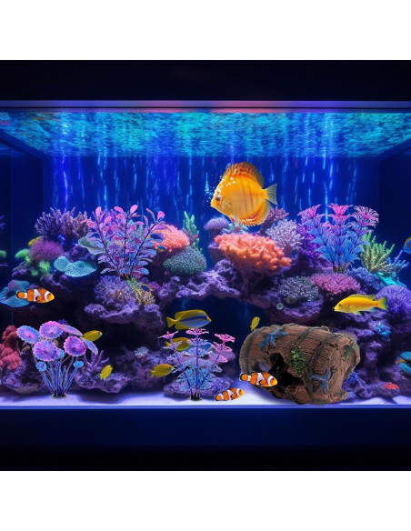 Decoración de Acuario Faeshoo Barril Roto con Plantas 12.7cm