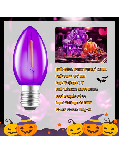 Cable de Accesorio con Bombilla LED C7 Brightown 1.83 m Morado