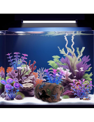 Decoración de Acuario Faeshoo Barril Roto con Plantas 12.7cm