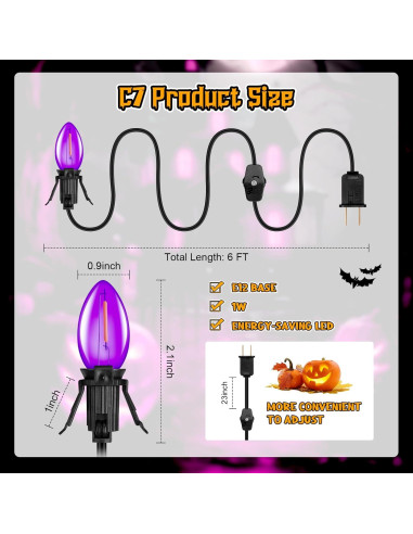 Cable de Accesorio con Bombilla LED C7 Brightown 1.83 m Morado