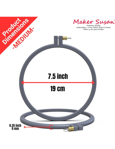 Aro de Bordado Plástico Maker Susan 19 cm Gris Antracita