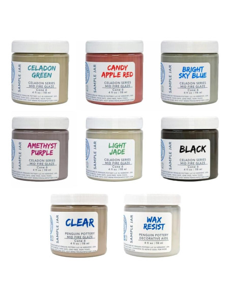 Set de Esmaltes Cerámicos Penguin - Serie Celadon Fuego Medio - 8 tarros 4oz