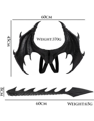 Alas de Dragón Cosplay Himine para Niños - Rojo, Negro, Azul, Verde