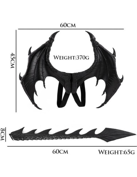 Alas de Dragón Cosplay Himine para Niños - Rojo, Negro, Azul, Verde