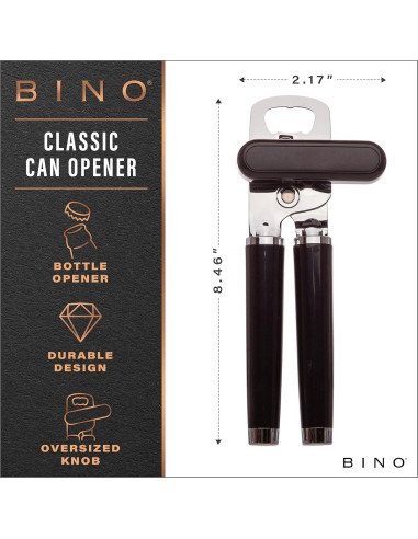 Abridor de Latas Manual BINO de Acero Inoxidable - Negro