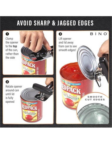 Abridor de Latas Manual BINO de Acero Inoxidable - Negro