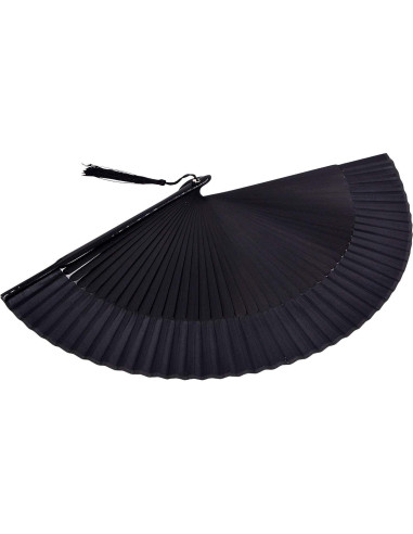 Abanico Plegable de Bambú y Seda Amajiji 21cm Negro