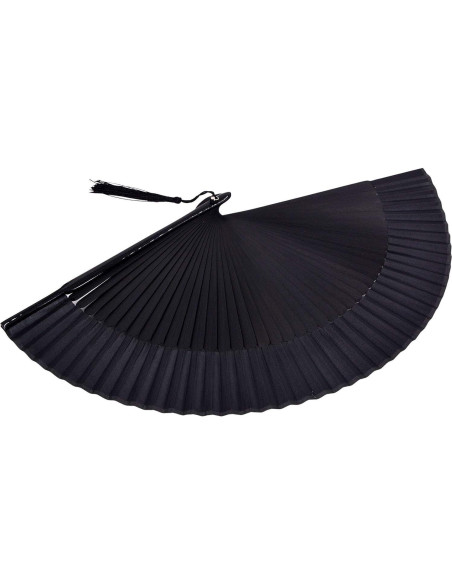 Abanico Plegable de Bambú y Seda Amajiji 21cm Negro