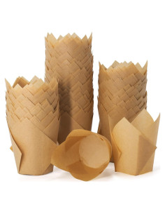 100 Moldes para Hornear Cupcakes Tulipán DC QZHMKJ Naturales